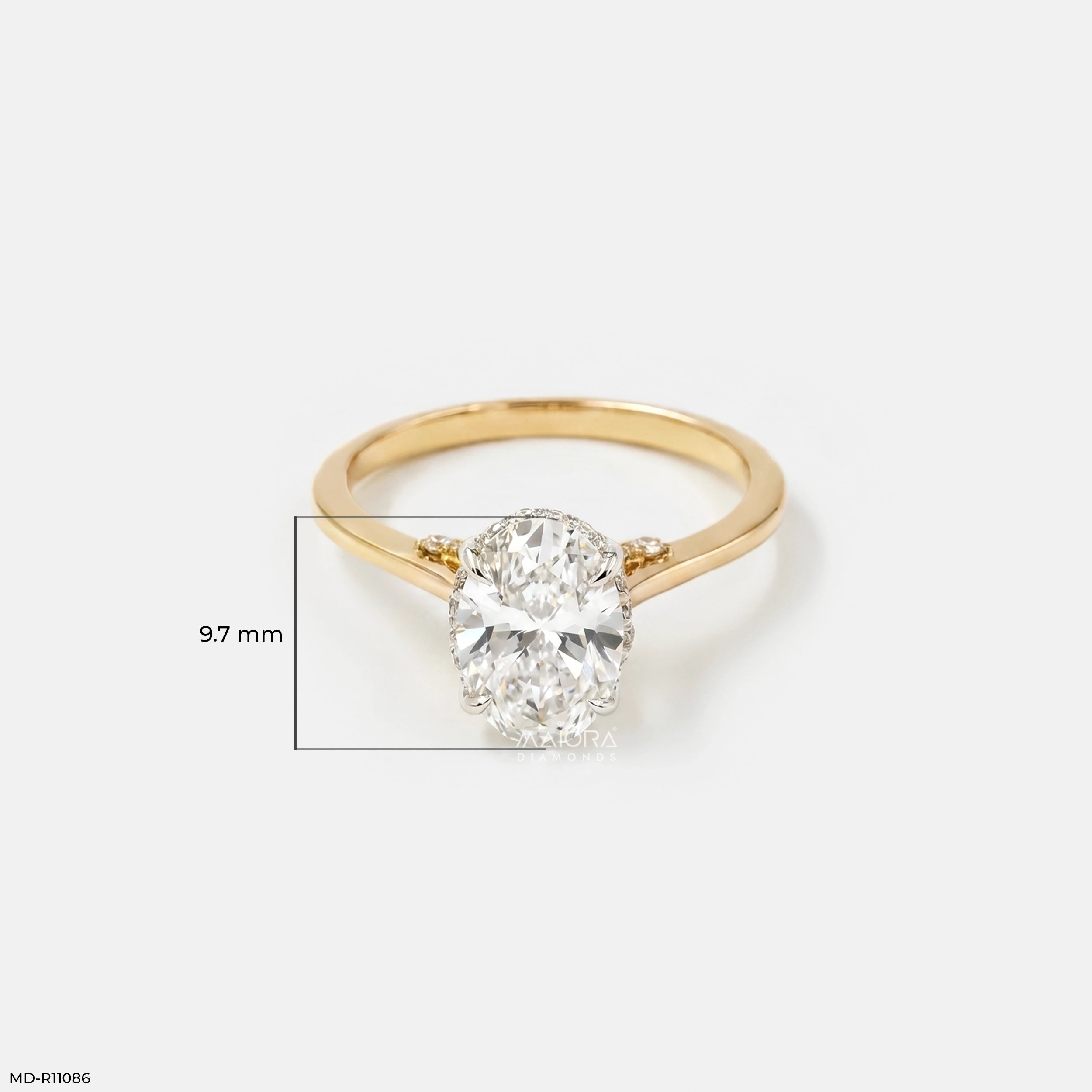1.90 Carat Stellaris Oval Lab Diamond Solitaire Ring 18K Yellow Gold