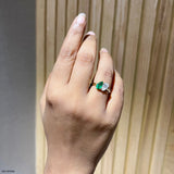 Toi Et Moi Solitaire Emerald Diamond Ring Platinum 950