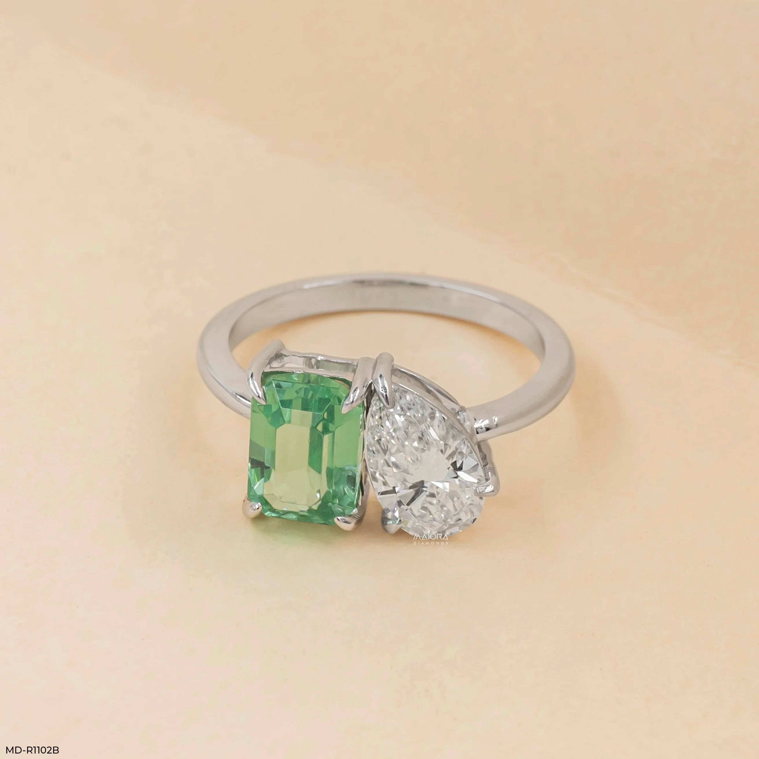 Serene Toi et Moi Solitaire Diamond Rings 9K White Gold