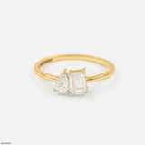 Modern Duo-Stone Lab Diamond Ring 14K Yellow Gold