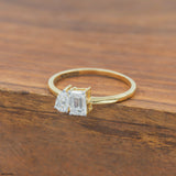 Modern Duo-Stone Lab Diamond Ring 14K Yellow Gold