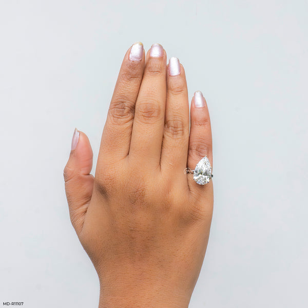 Enchanted Pear Branch Ring 14K White Gold