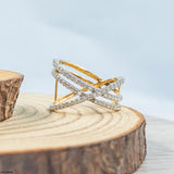 Golden Criss-Cross Radiance Ring Platinum 950