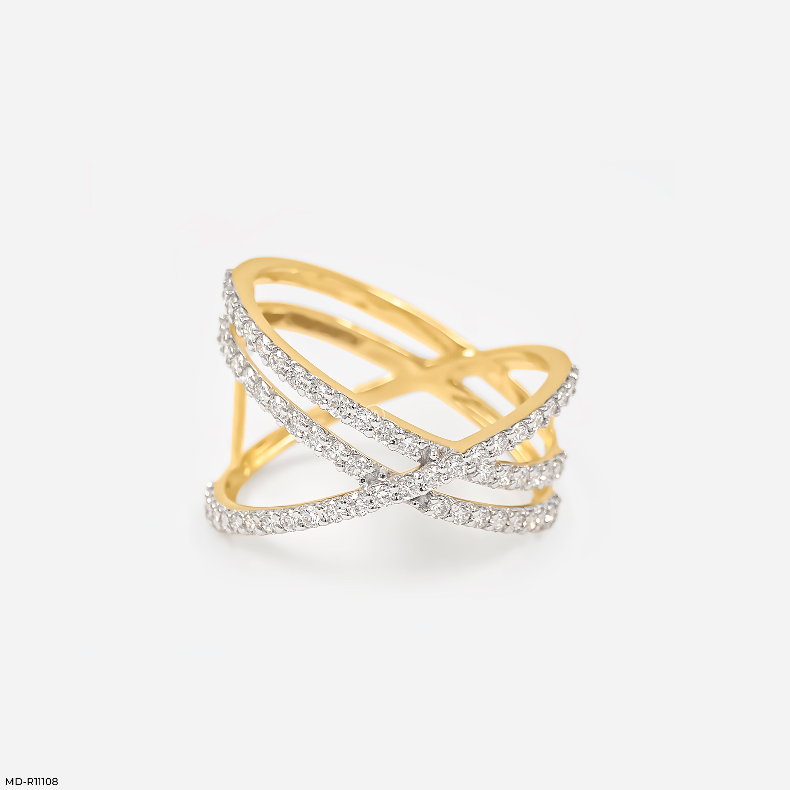 0.65 Carat Lab Diamond Criss-Cross Ring 14K Yellow Gold