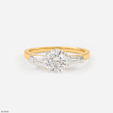 1.35 Carat Classic Trilogy Round and Tapered Baguette Ring 14K Yellow Gold