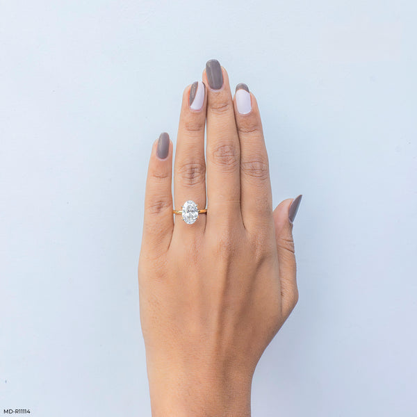 The Majestic Oval Solitaire Ring 14K Yellow Gold