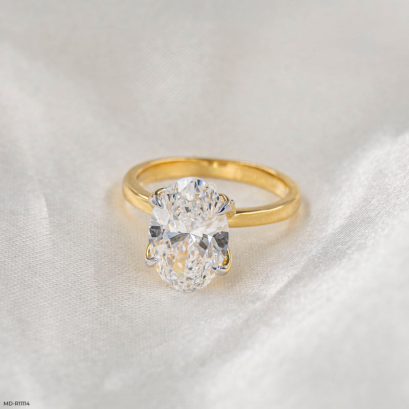 The Majestic Oval Solitaire Ring 14K Yellow Gold