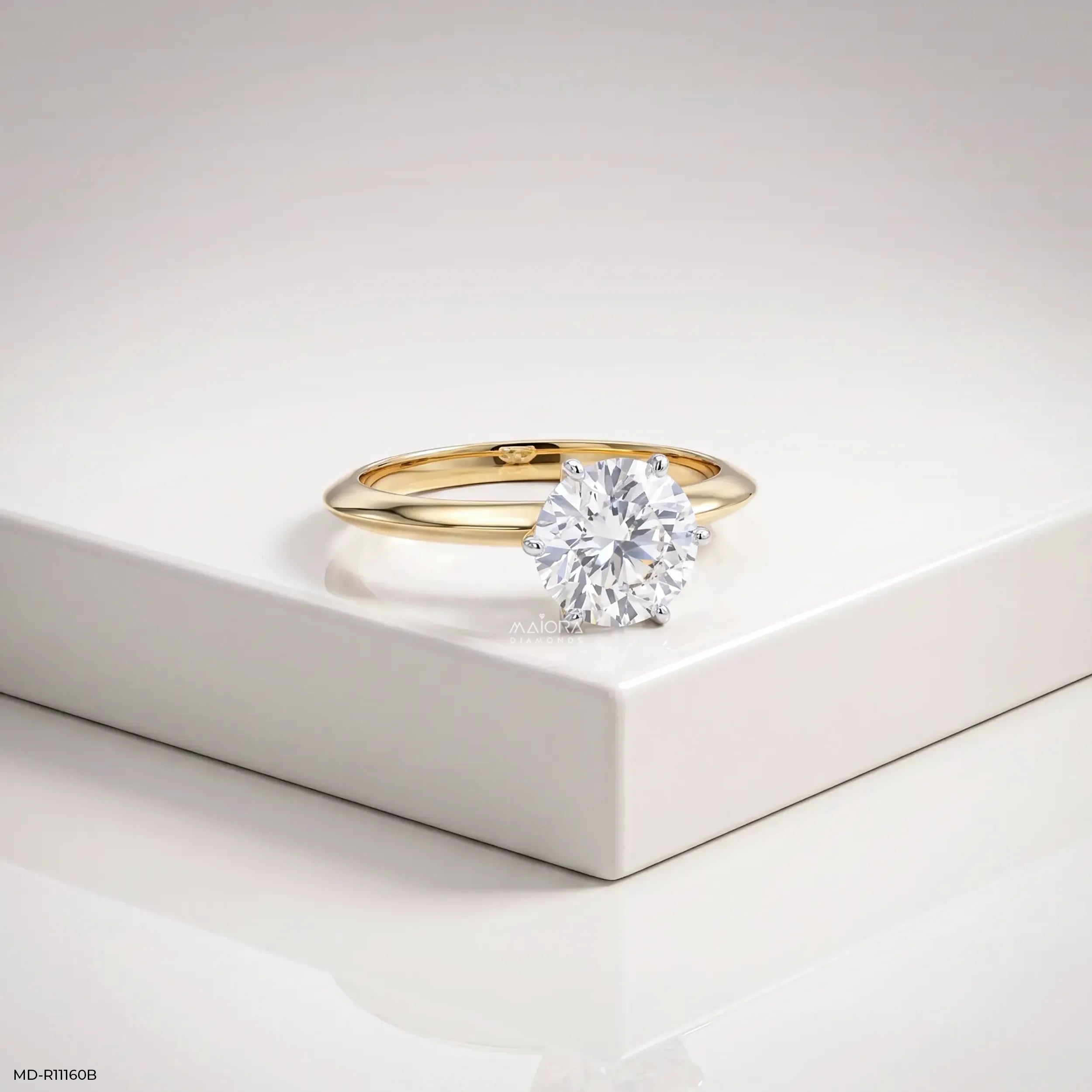 2.05 Carat Dynasty Round Solitaire Diamond Ring 14K Yellow Gold