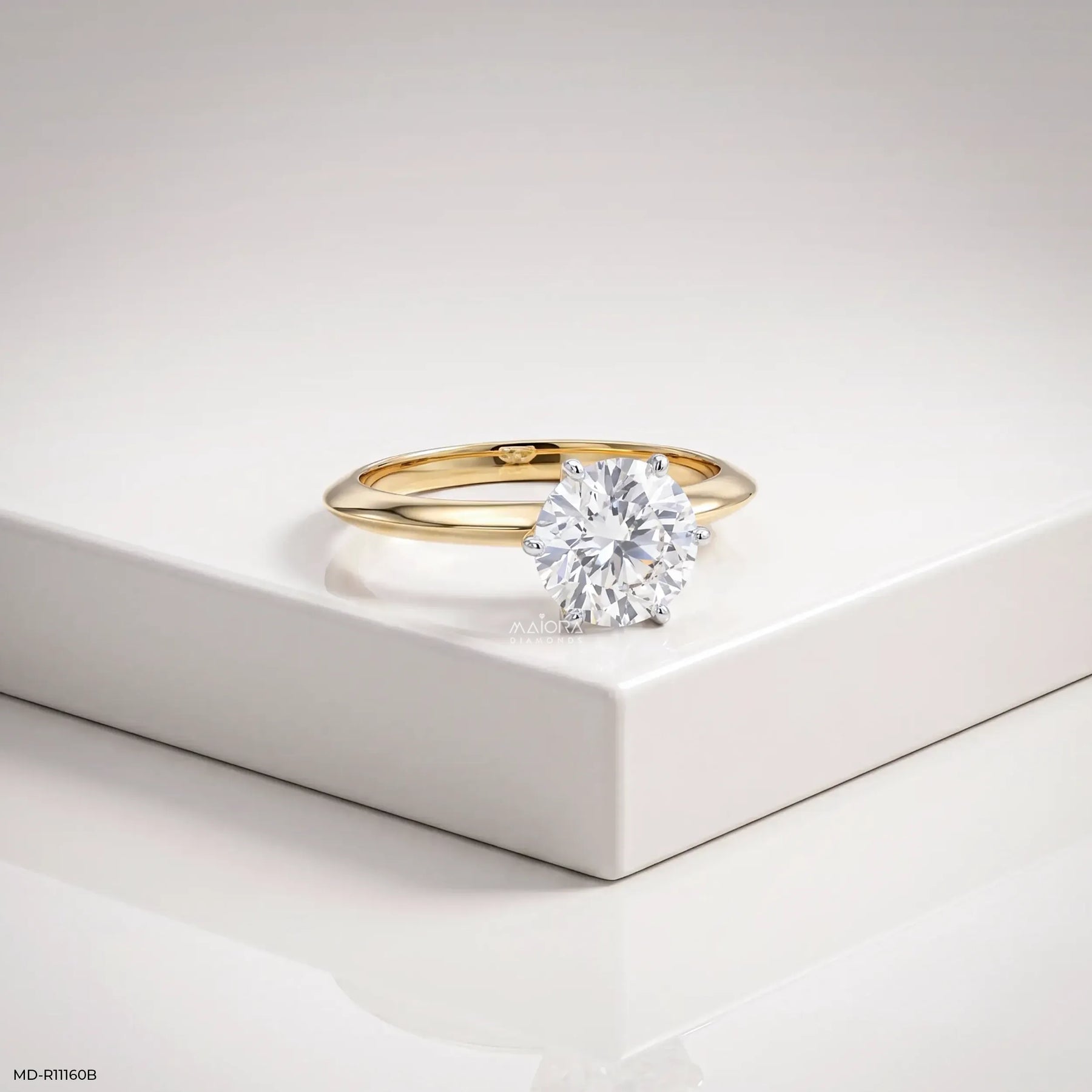 2.05 Carat Dynasty Round Solitaire Diamond Ring 14K Yellow Gold