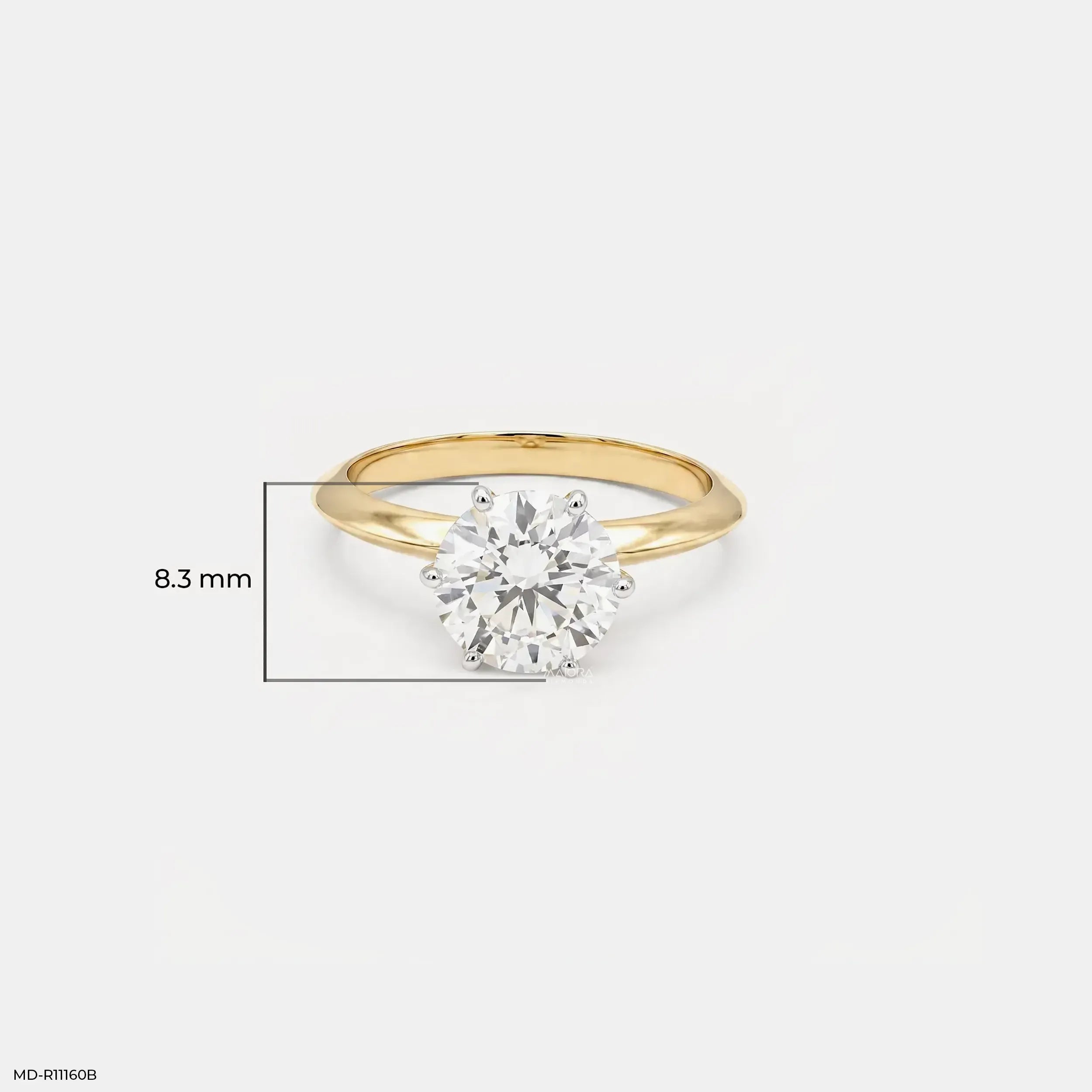 2.05 Carat Dynasty Round Solitaire Diamond Ring 14K Yellow Gold