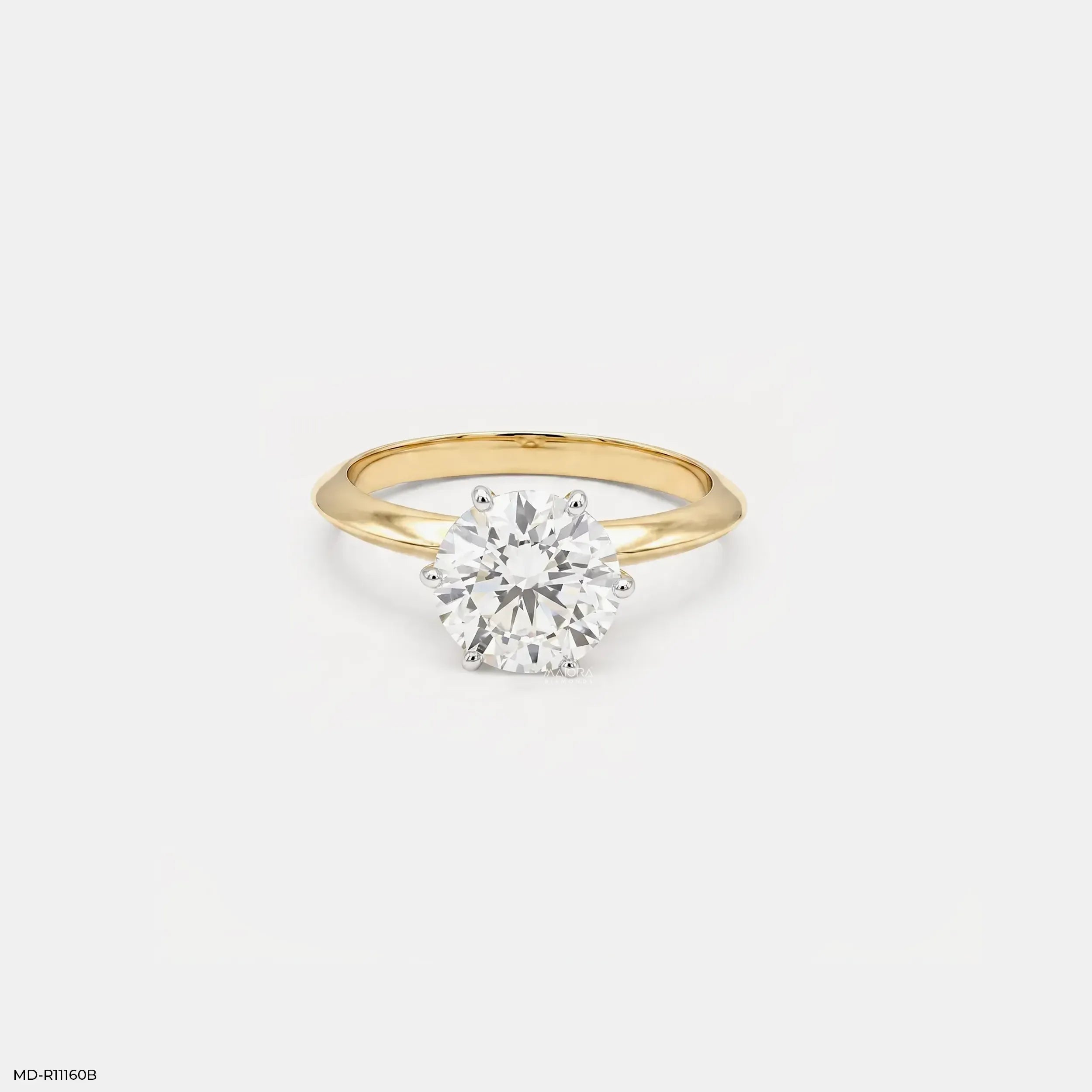 2.05 Carat Dynasty Round Solitaire Diamond Ring 14K Yellow Gold