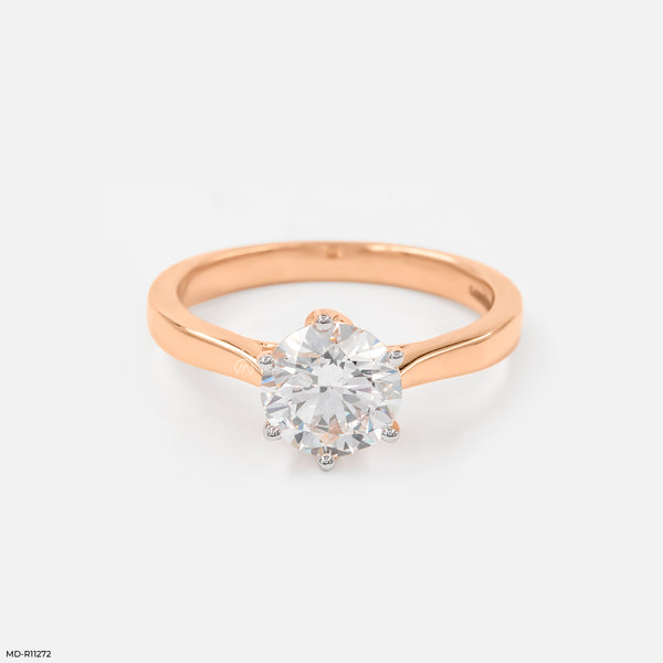 Golden Crown Solitaire Ring 18K Rose Gold