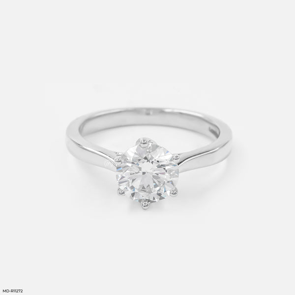 Golden Crown Solitaire Ring Platinum 950