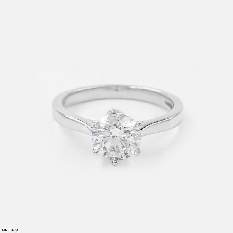 Golden Crown Solitaire Ring 14K Yellow Gold