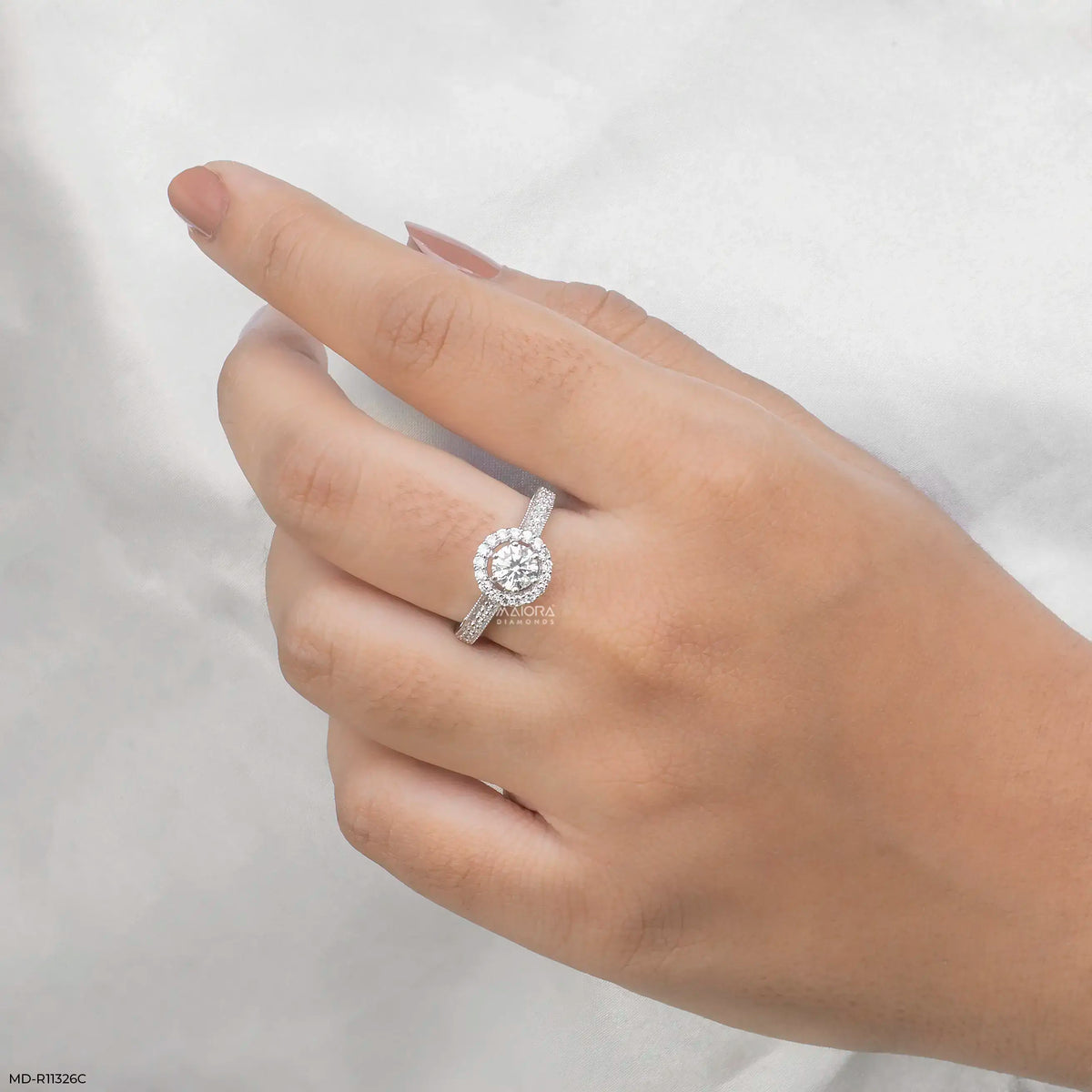 Vintage Halo Round Solitaire Diamond Ring
