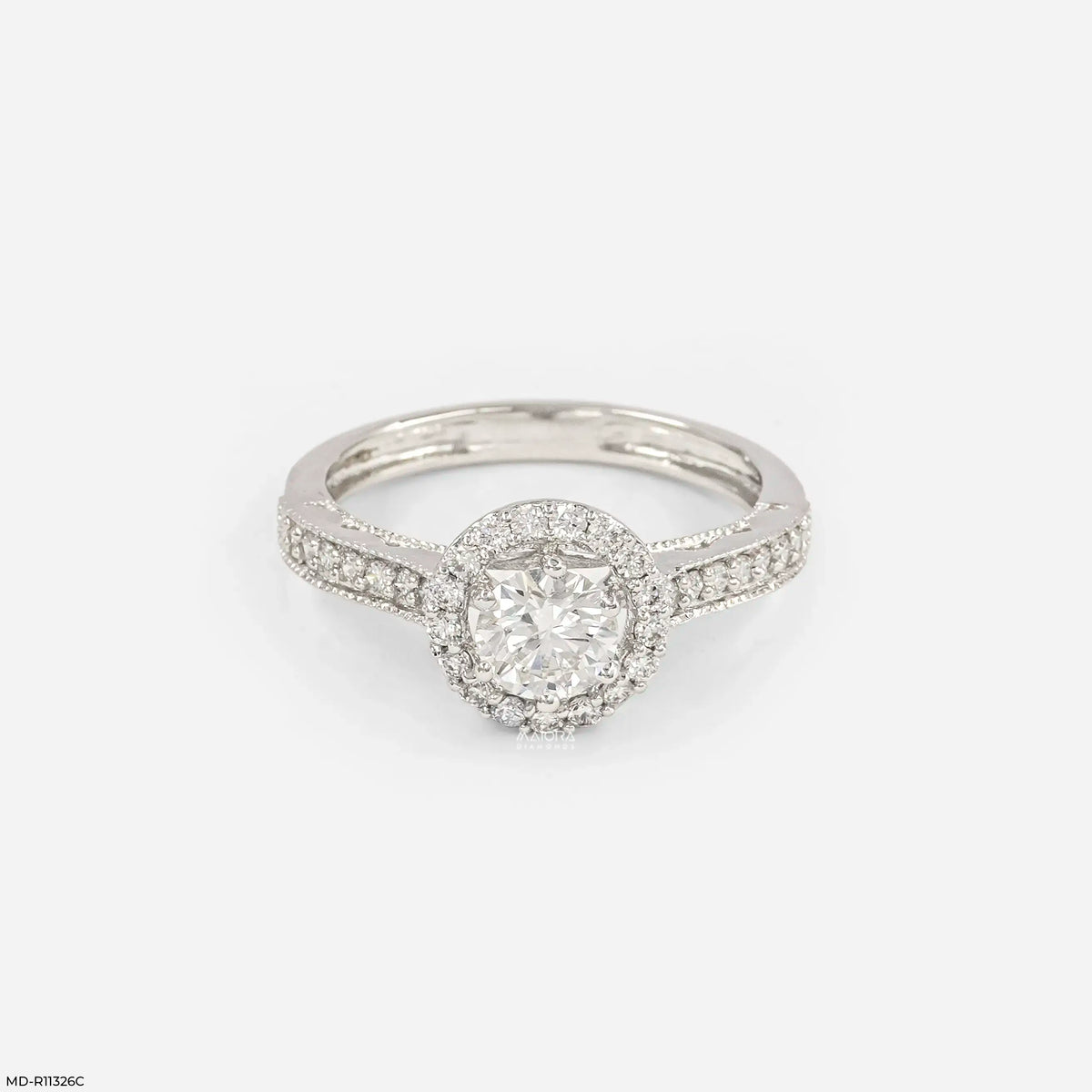 Vintage Halo Round Solitaire Diamond Ring