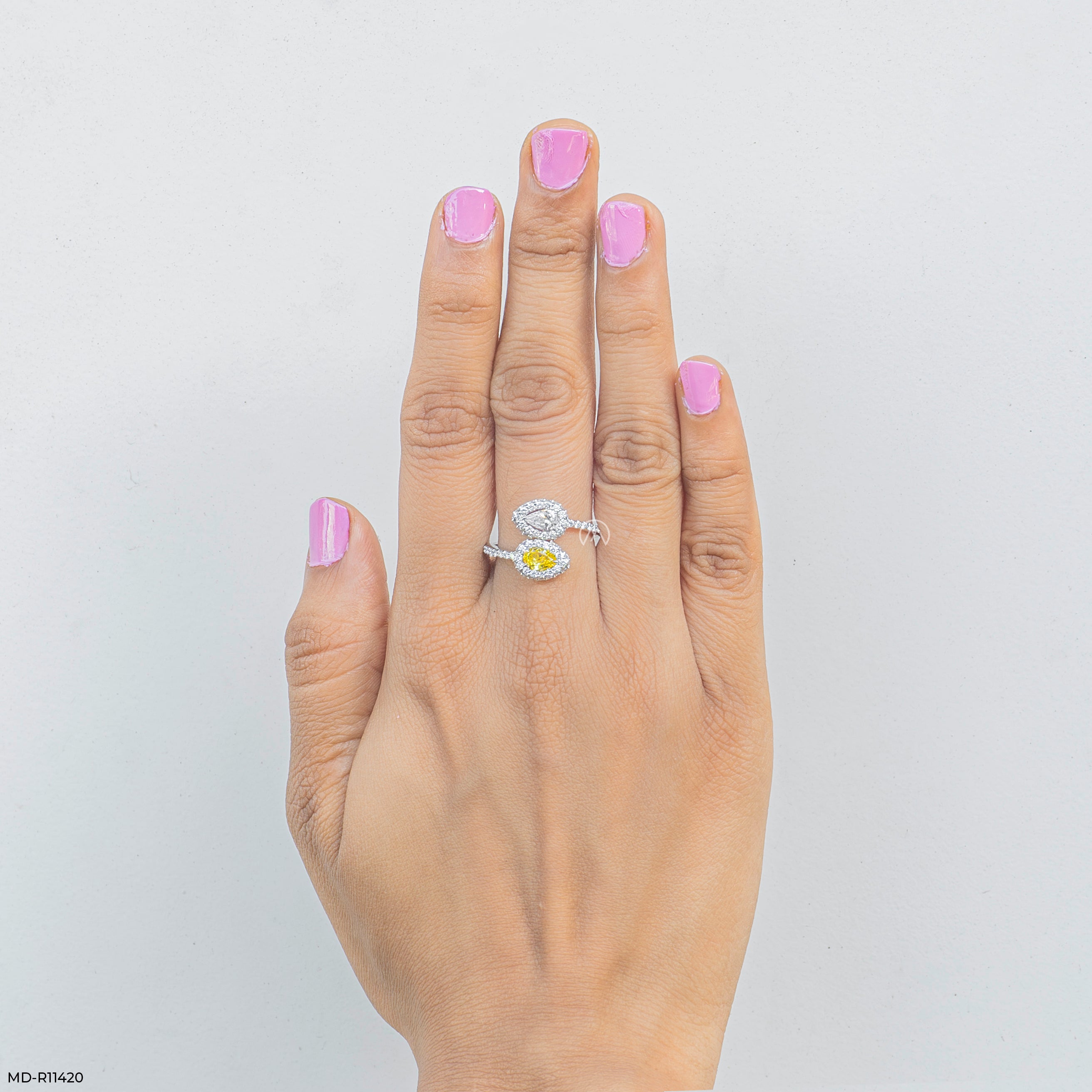 Halo Bypass Toi et Moi Diamond Rings 9K White Gold