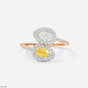 Halo Bypass Toi et Moi Diamond Rings 14K Rose Gold
