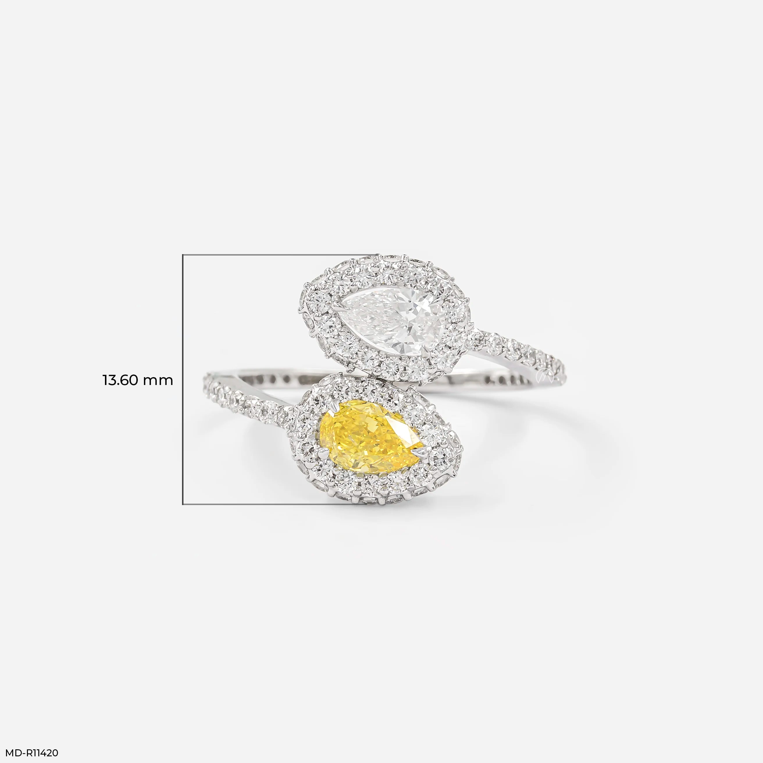 Halo Bypass Toi et Moi Diamond Rings 9K White Gold