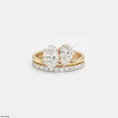 Twin Bond Toi Et Moi Diamond Ring  9K Yellow Gold