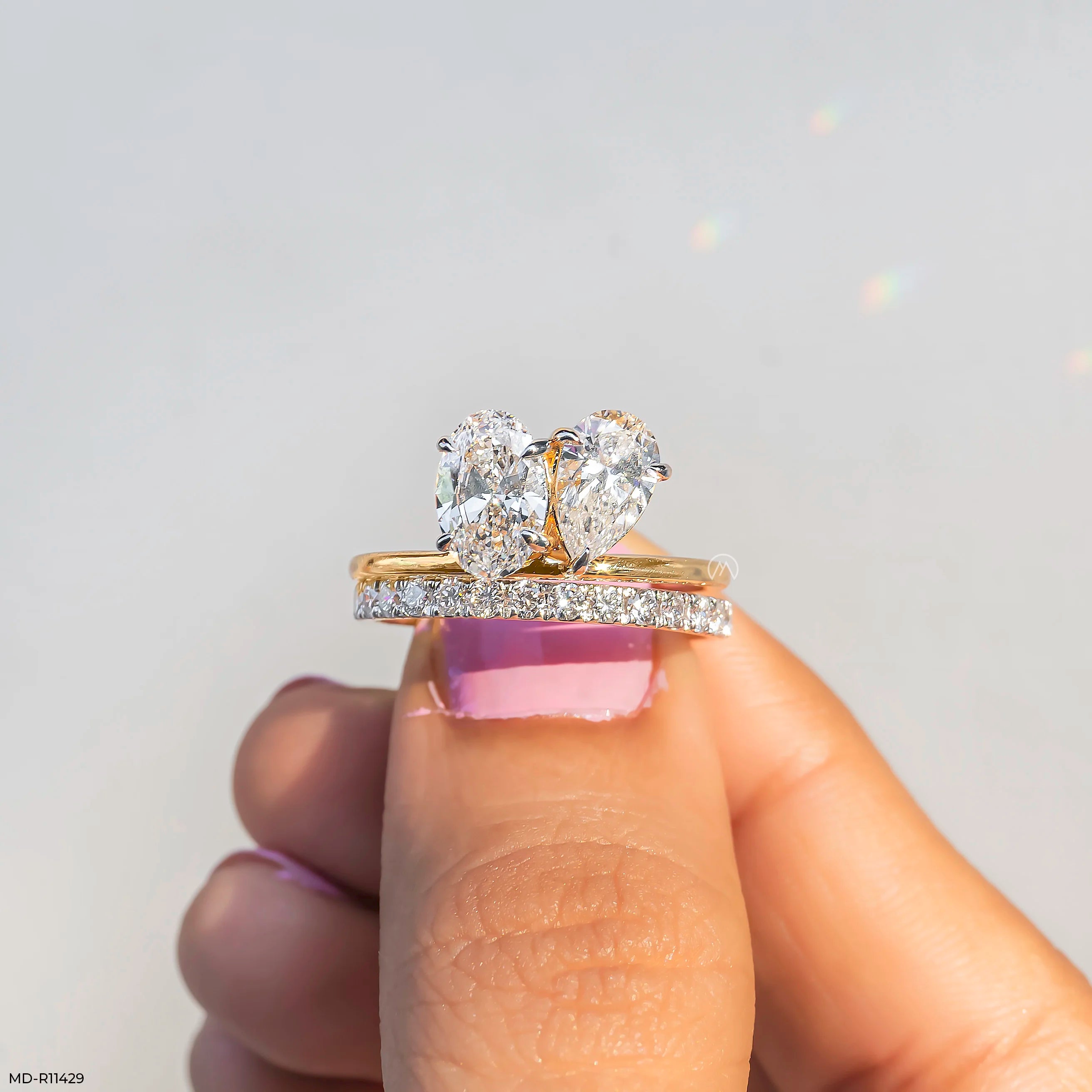 Twin Bond Toi Et Moi Diamond Ring  9K Yellow Gold