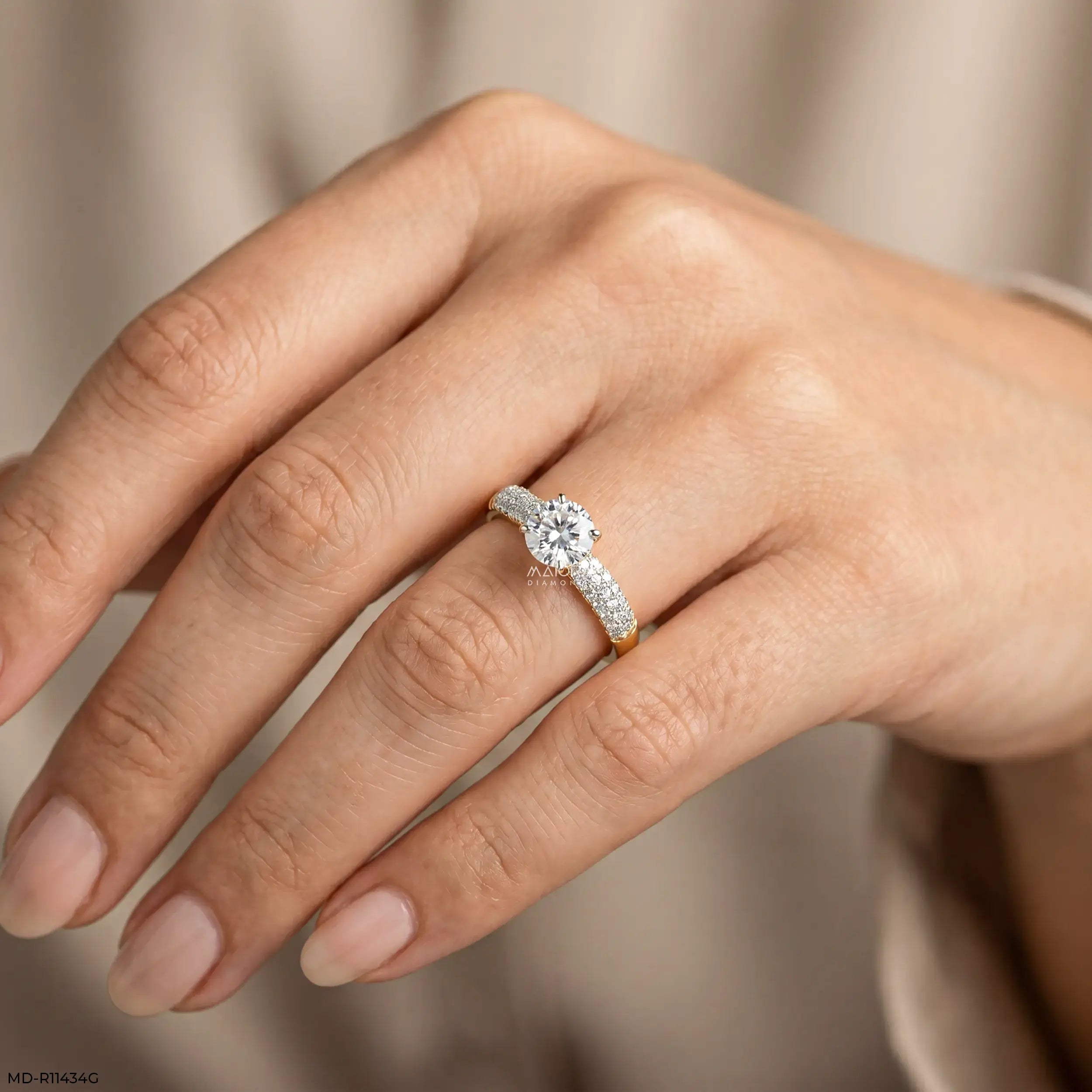 1.40 Carat Solstice Round Lab Diamond Solitaire Ring in 14K Yellow Gold