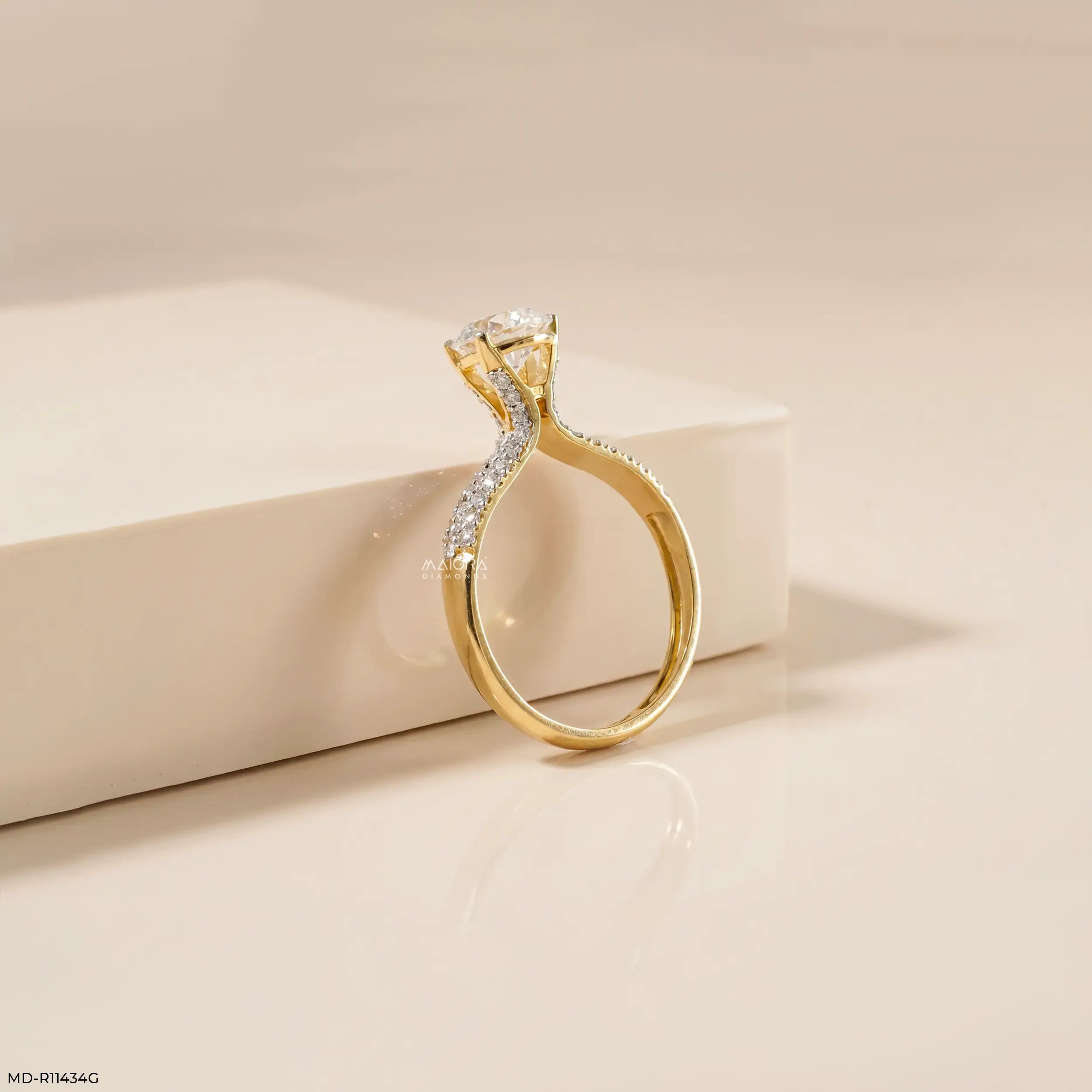 1.40 Carat Solstice Round Lab Diamond Solitaire Ring in 14K Yellow Gold