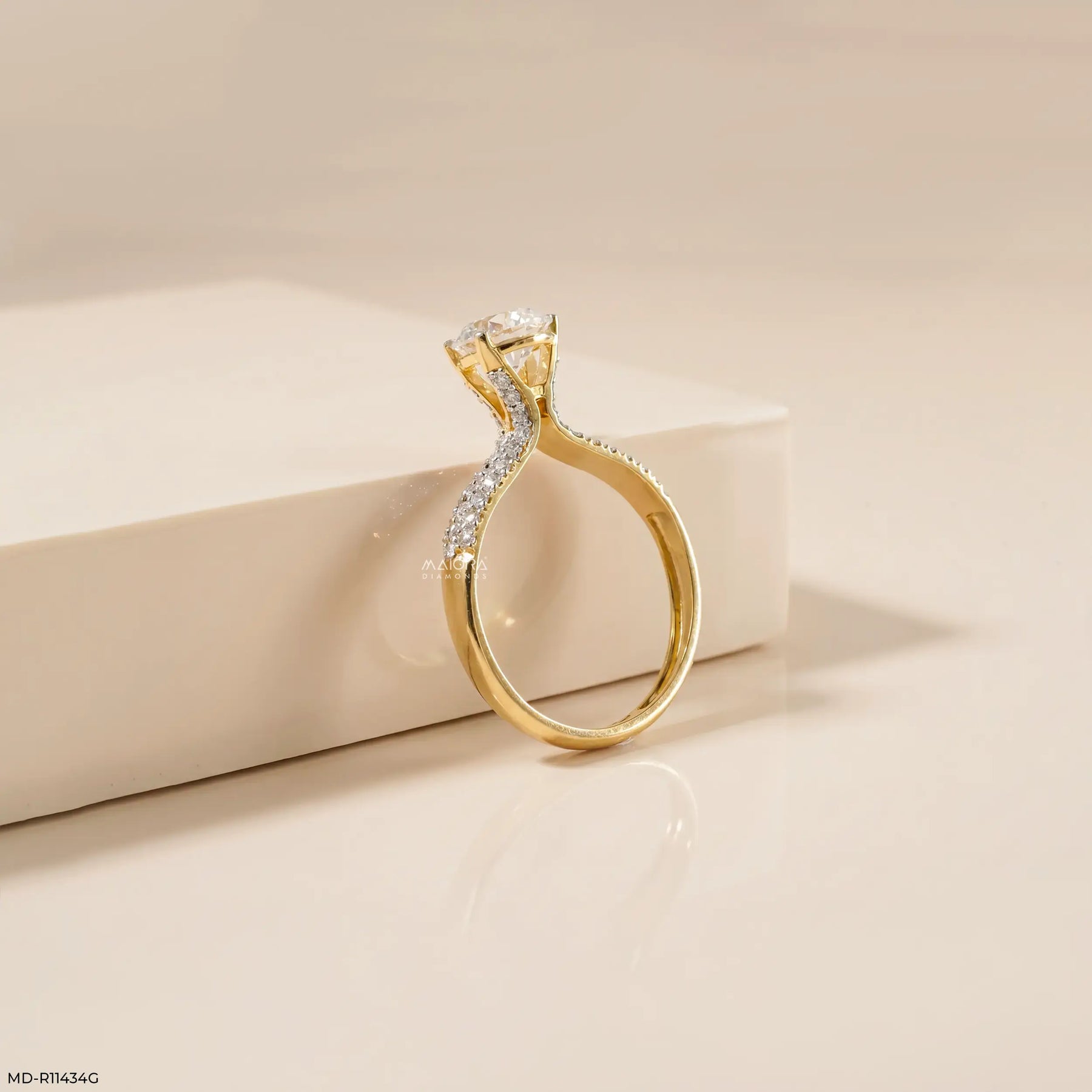 1.40 Carat Solstice Round Lab Diamond Solitaire Ring in 14K Yellow Gold