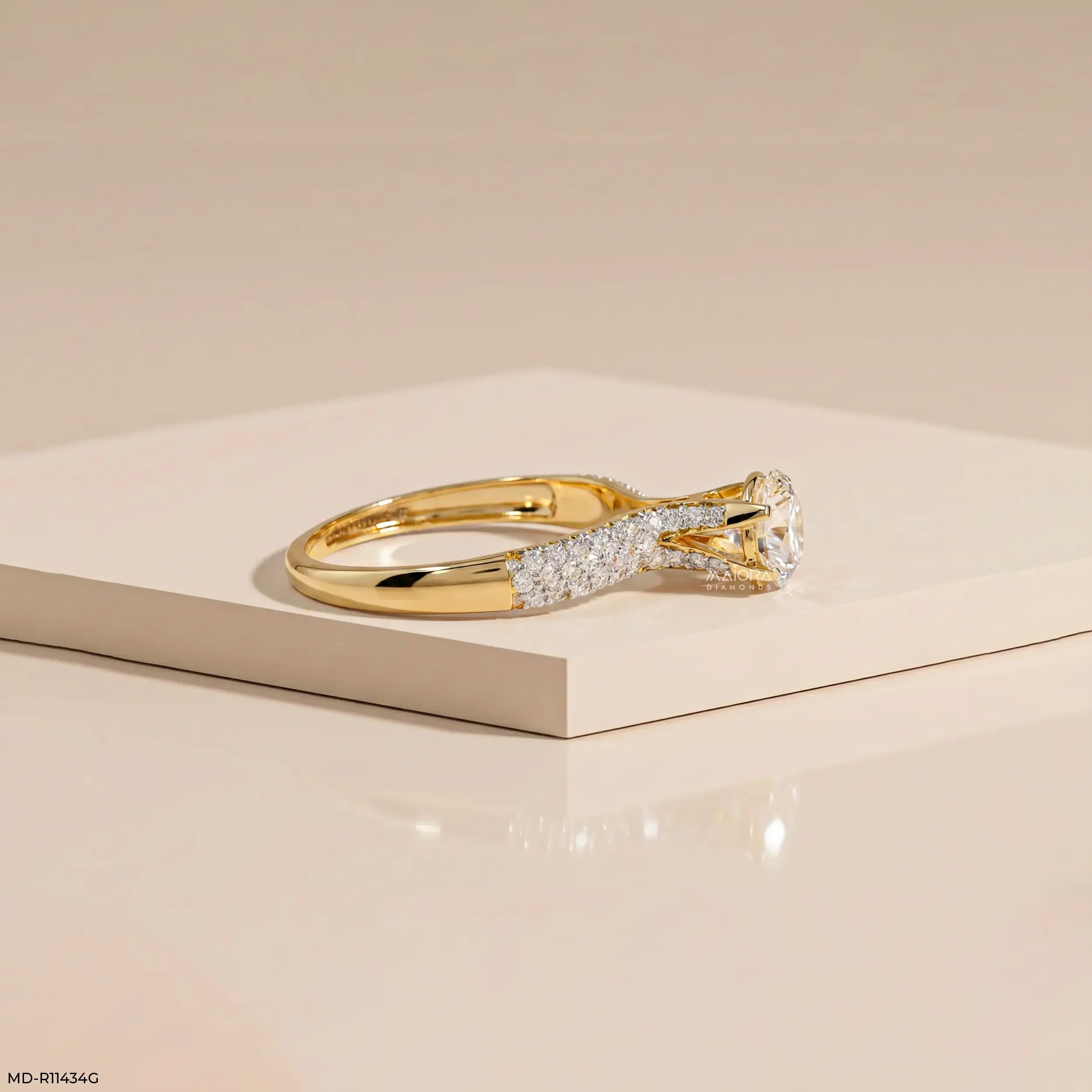 1.40 Carat Solstice Round Lab Diamond Solitaire Ring in 14K Yellow Gold
