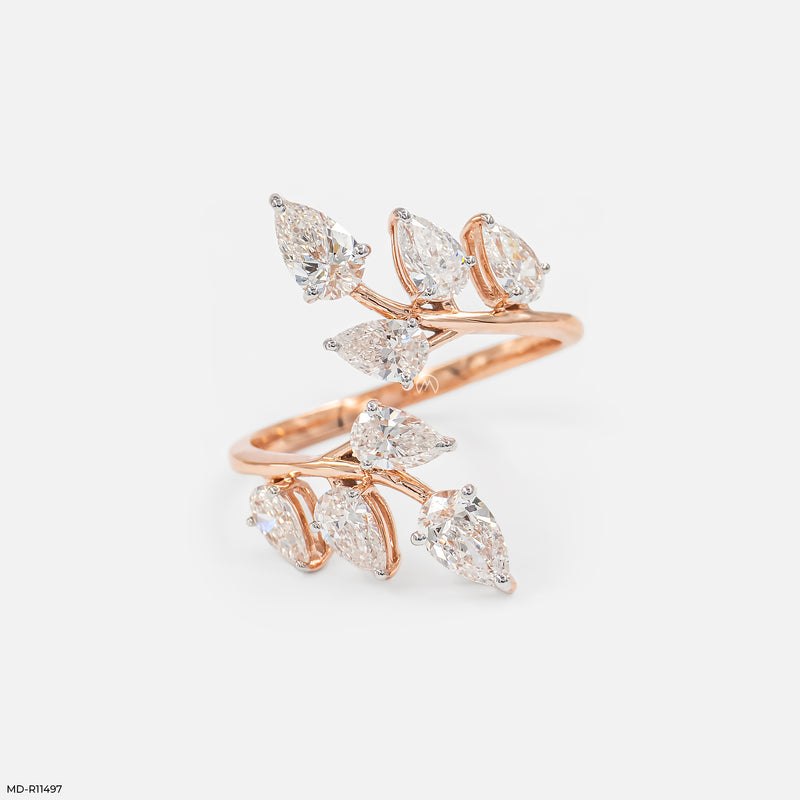 Pear Blossom Vine Ring 14K White Gold
