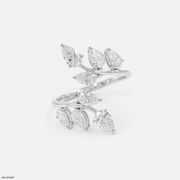Pear Blossom Vine Ring 14K White Gold