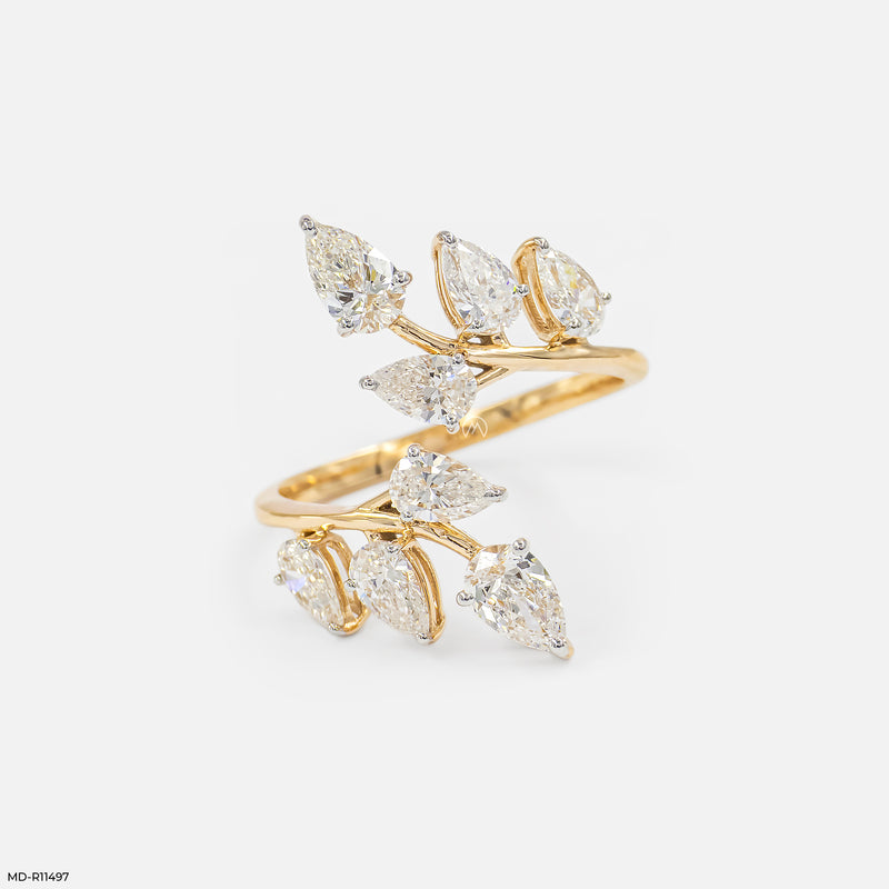 Pear Blossom Vine Ring 14K White Gold