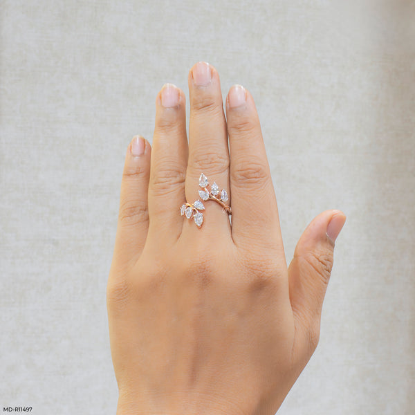 Pear Blossom Vine Ring 14K White Gold
