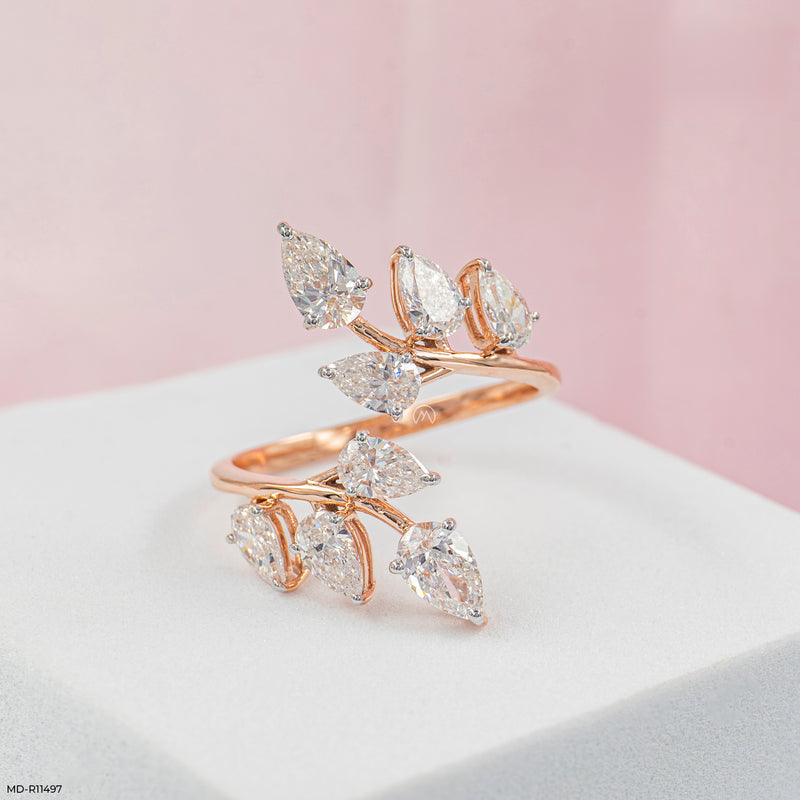 Pear Blossom Vine Ring 14K White Gold