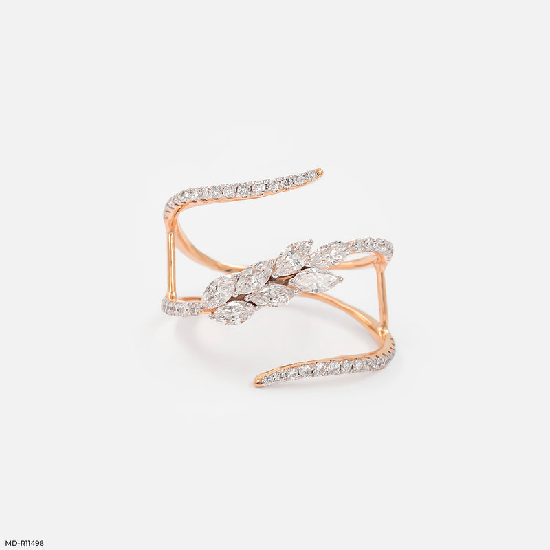 Celestial Marquise Scroll Ring 14K Yellow Gold