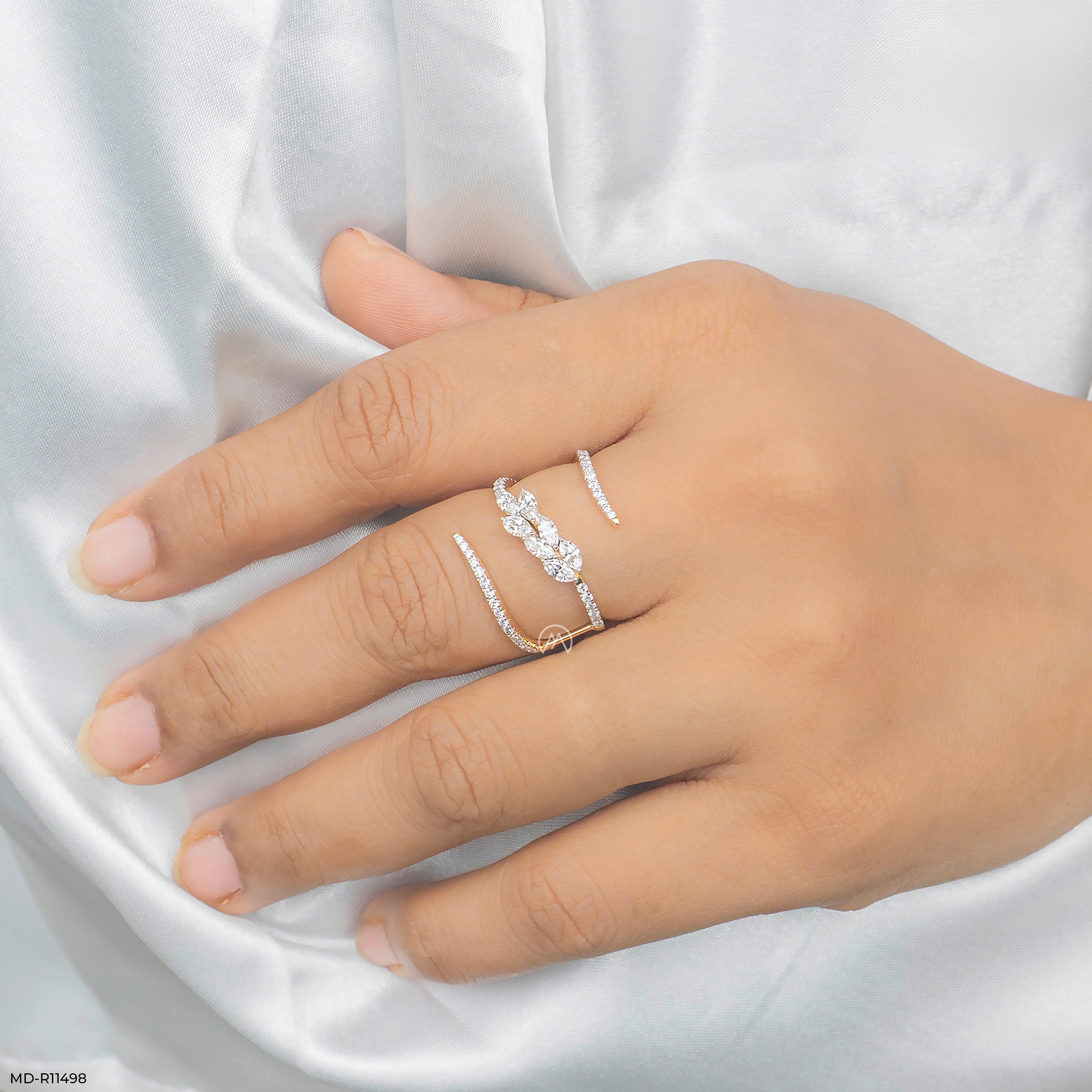 Celestial Marquise Scroll Ring 9K Yellow Gold
