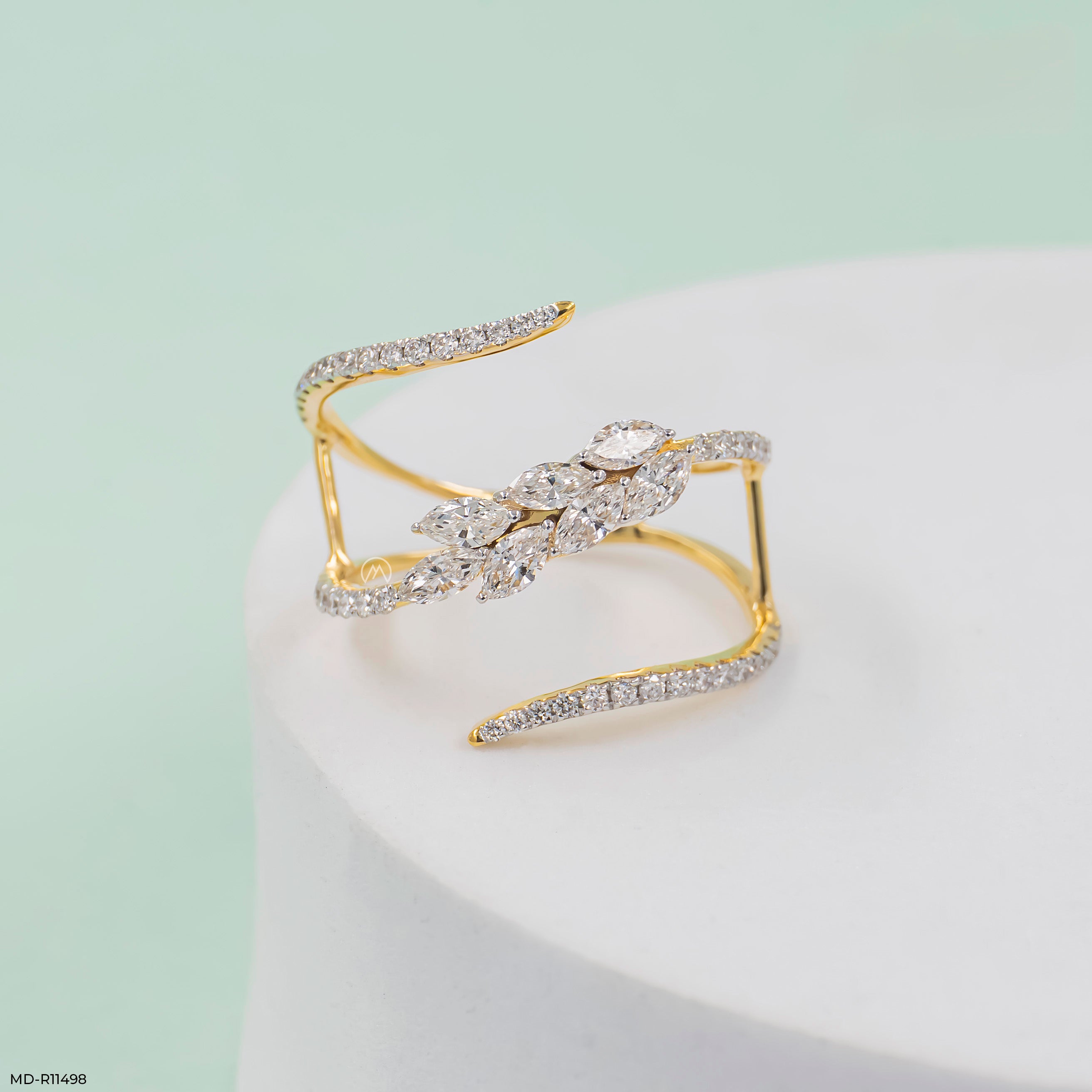 Celestial Marquise Scroll Ring 9K Rose Gold