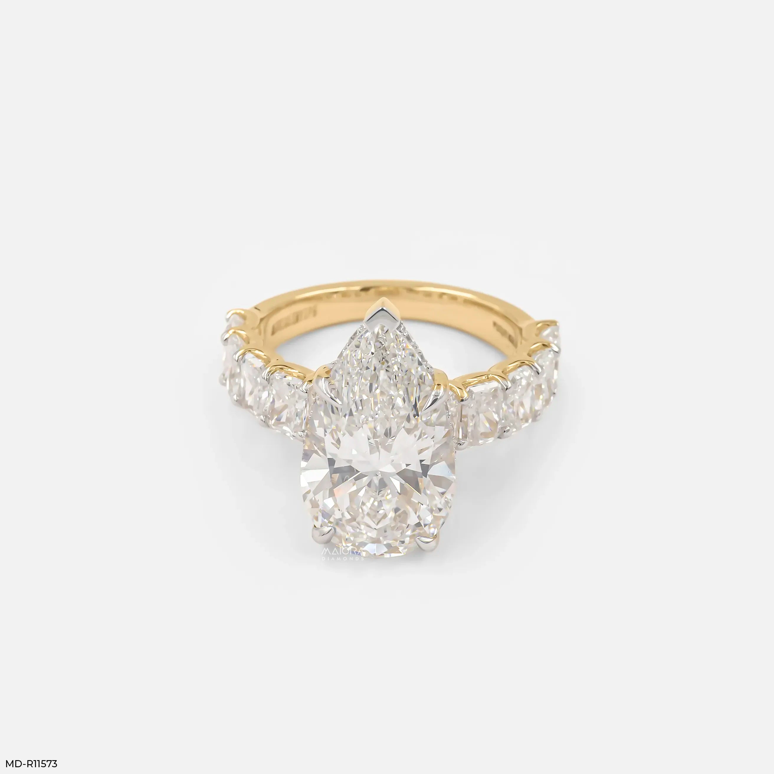 8.65 Carat Pear Spark Solitaire Diamond Ring 14K Yellow Gold