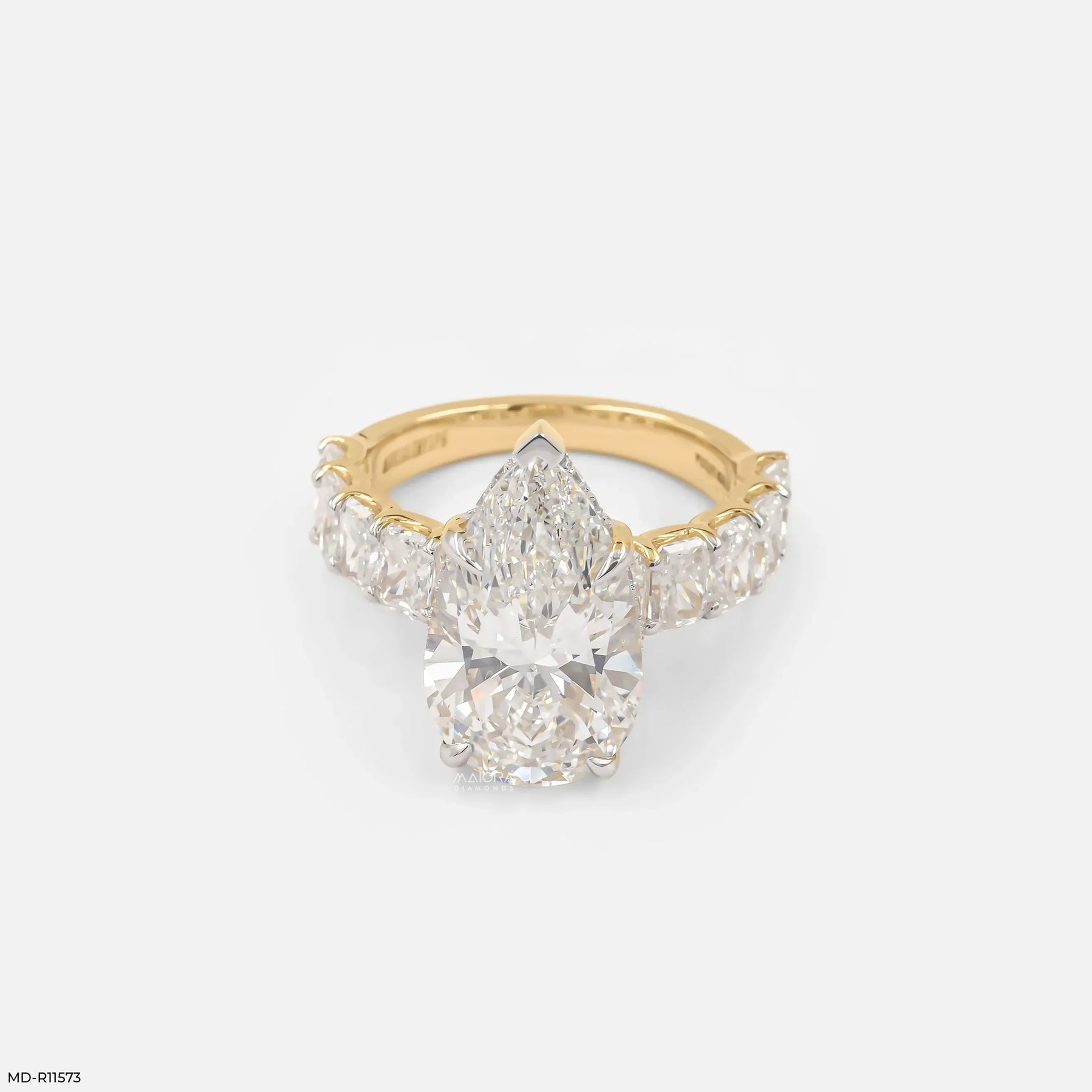 8.65 Carat Pear Spark Solitaire Diamond Ring 14K Yellow Gold