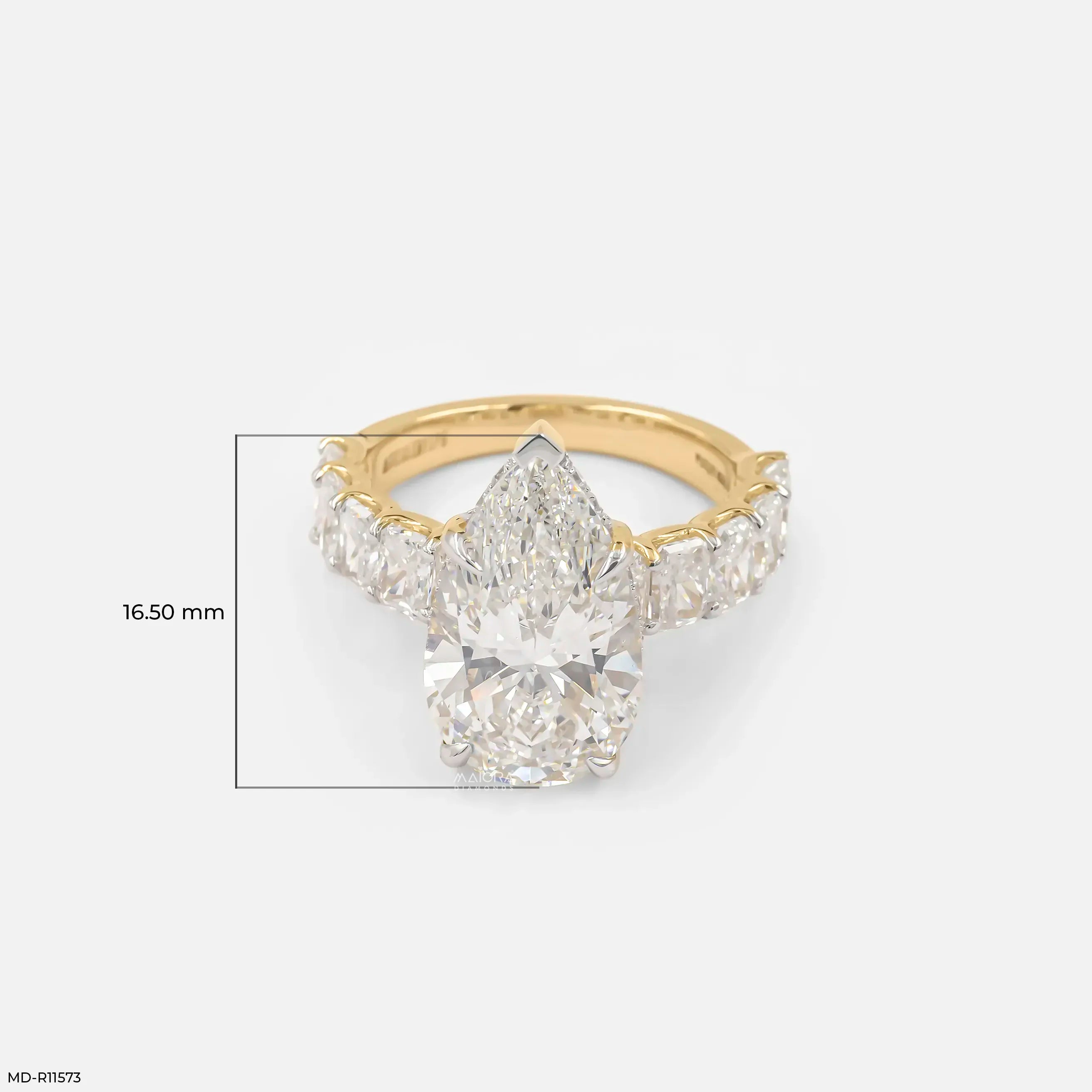 8.65 Carat Pear Spark Solitaire Diamond Ring 14K Yellow Gold