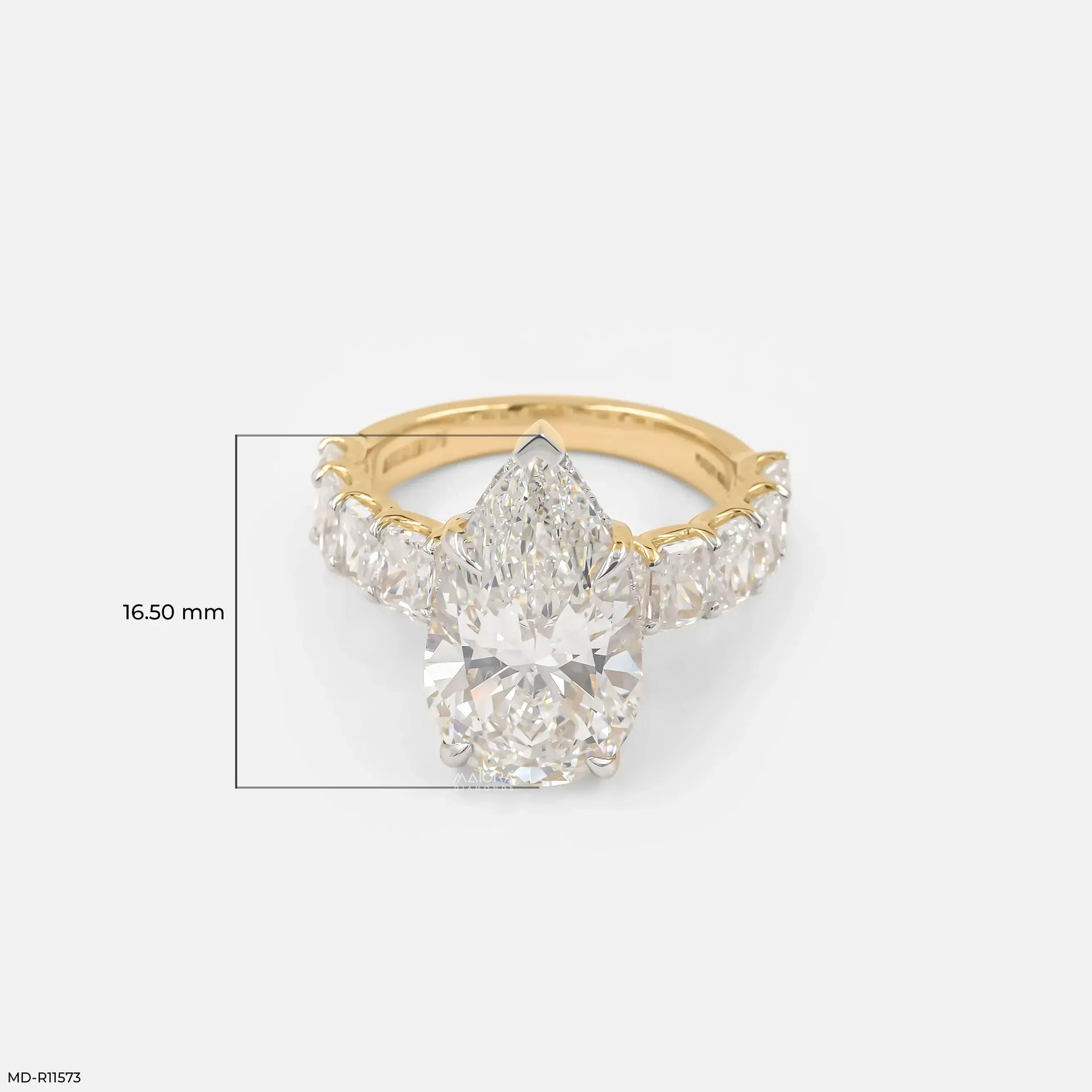 8.65 Carat Pear Spark Solitaire Diamond Ring 14K Yellow Gold