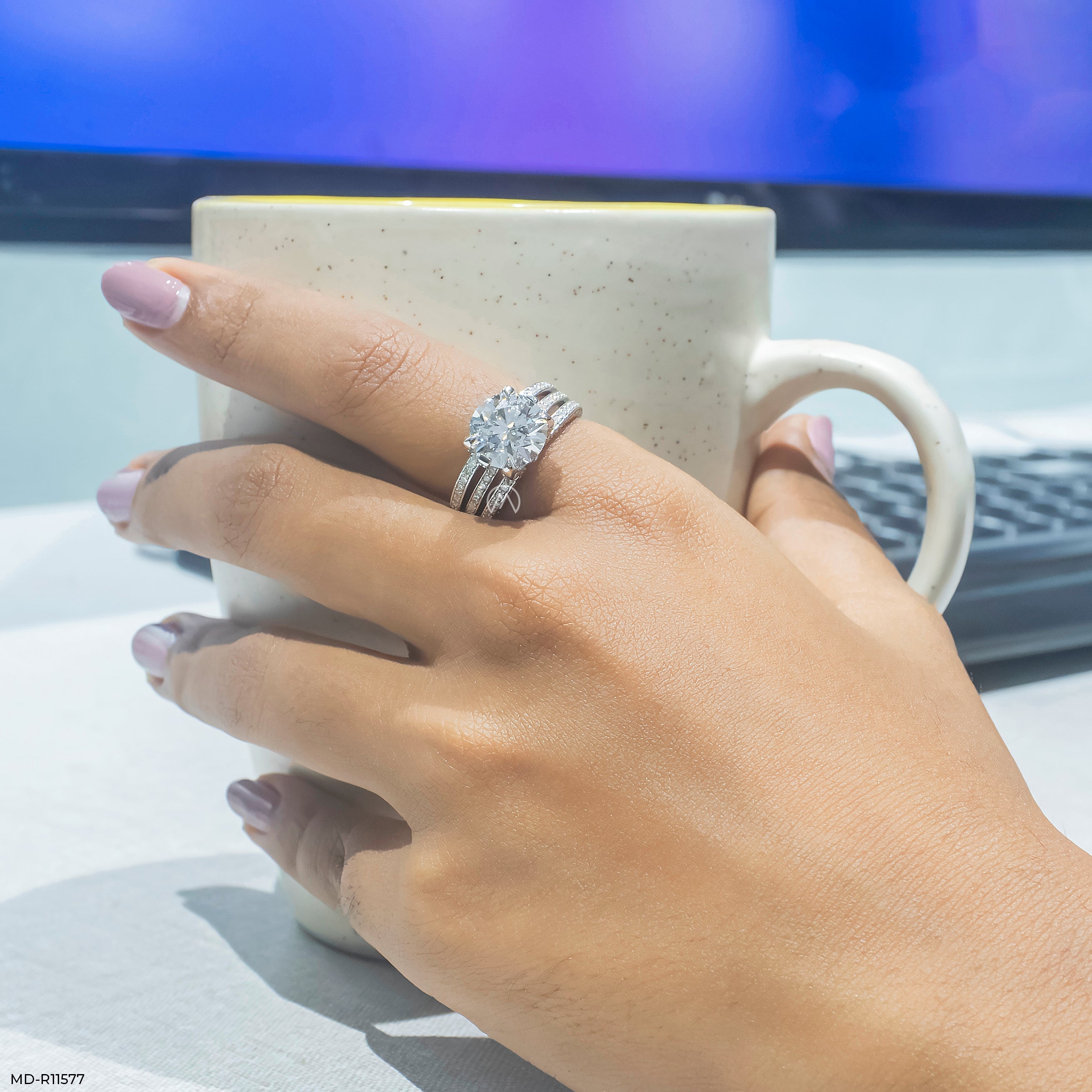 Crown Radiance Ring 9K White Gold