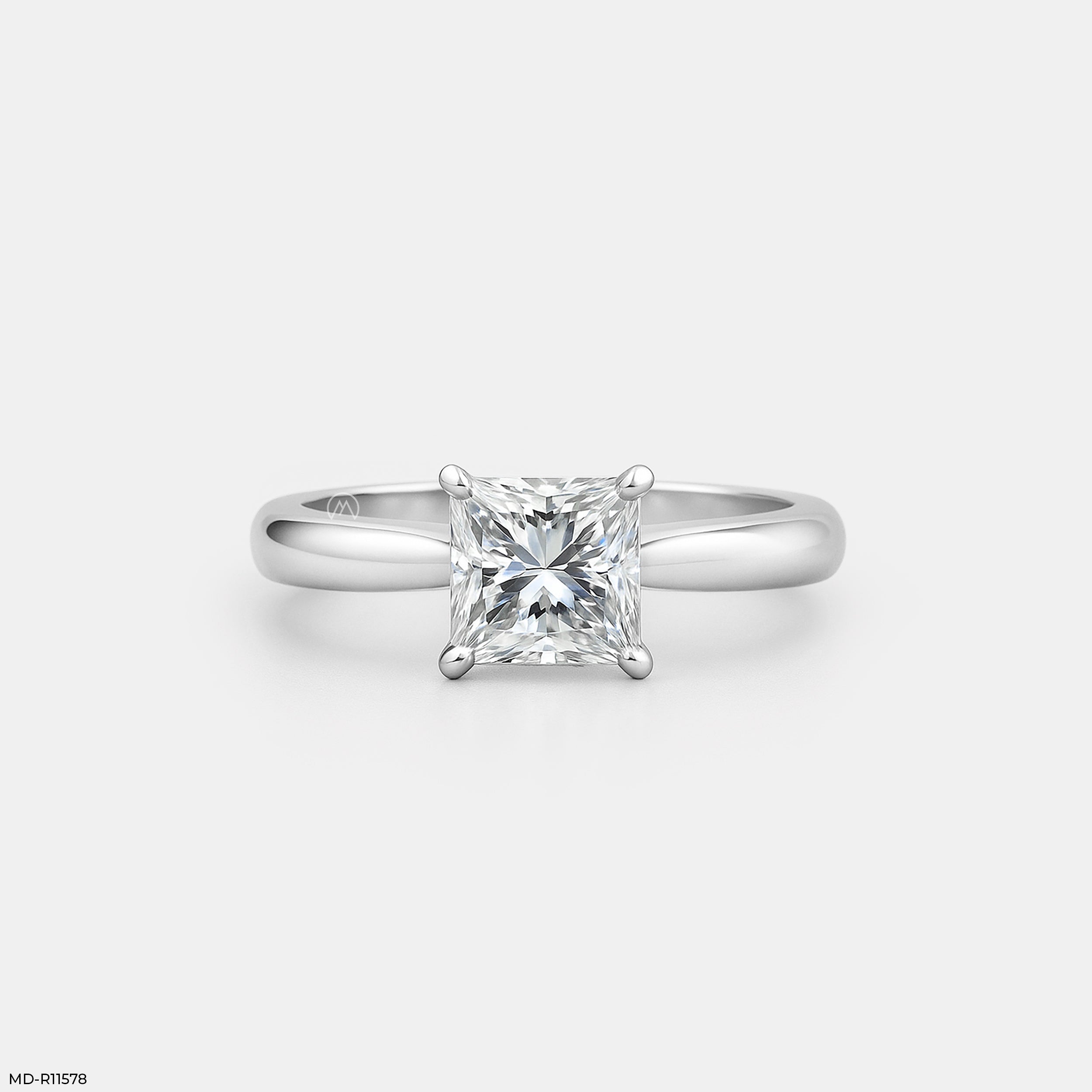 Princess Cut Solitaire Engagement Ring  14K White Gold