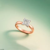 Princess Cut Solitaire Engagement Ring  14K Rose Gold