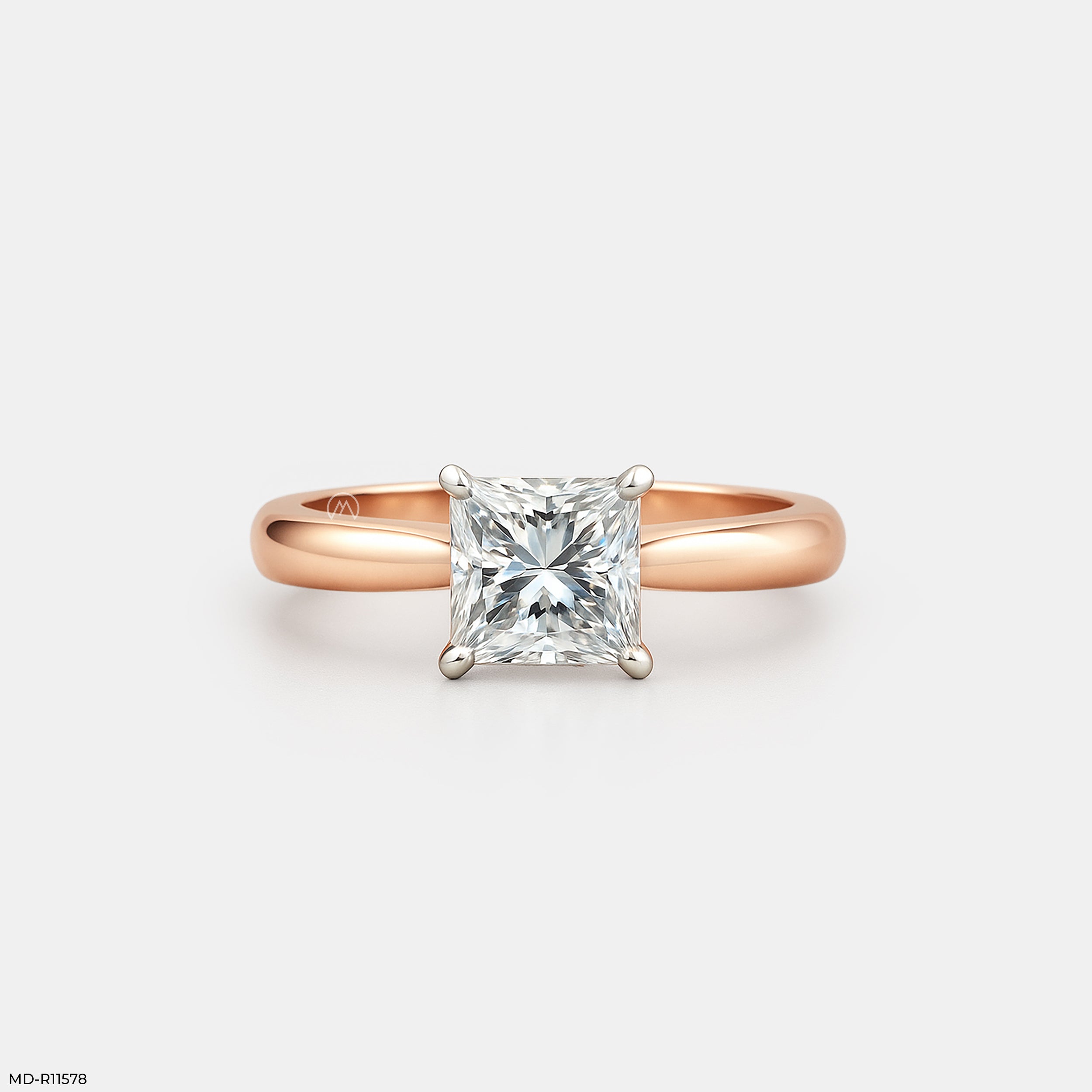Princess Cut Solitaire Engagement Ring  14K Rose Gold