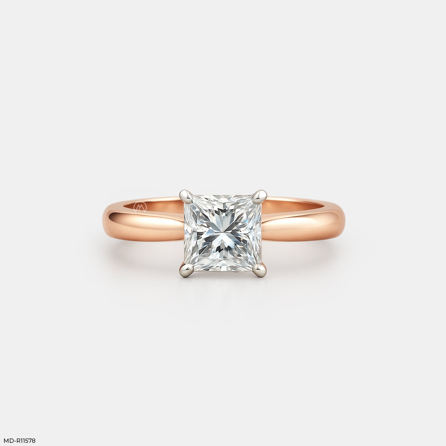 Princess Cut Solitaire Engagement Ring  14K Rose Gold