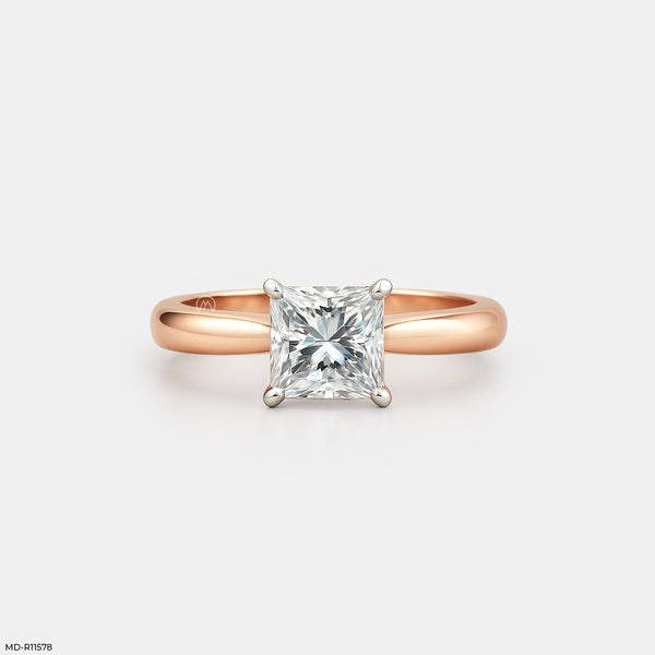 Princess Cut Solitaire Engagement Ring  18K Rose Gold