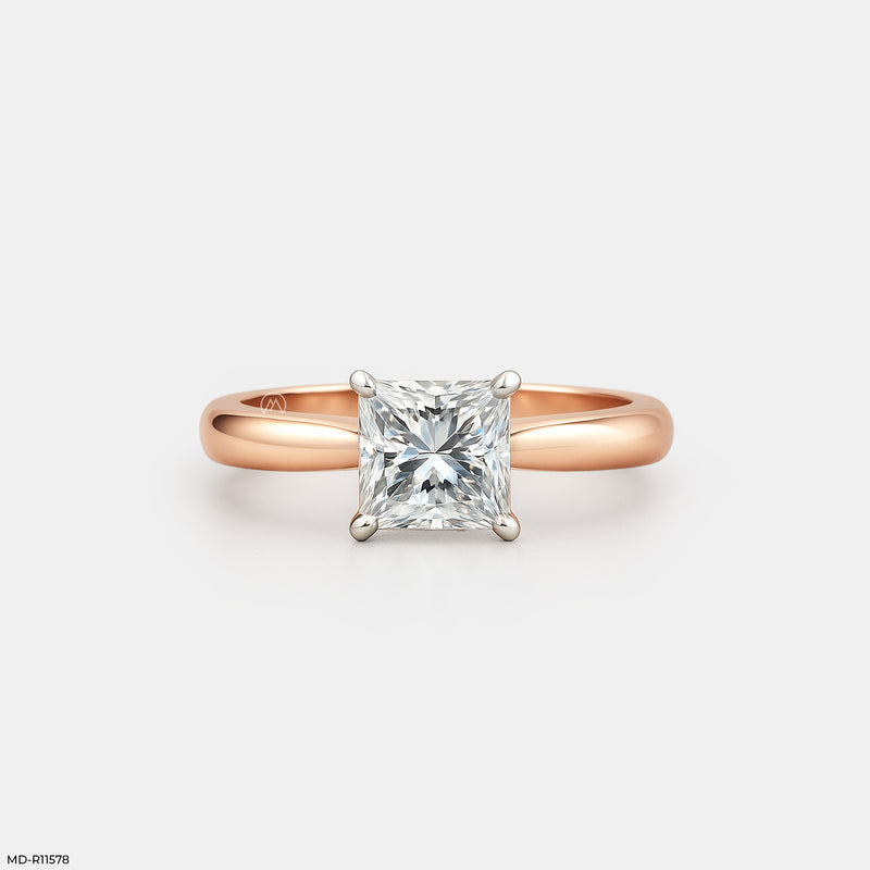 Princess Cut Solitaire Engagement Ring  14K Rose Gold