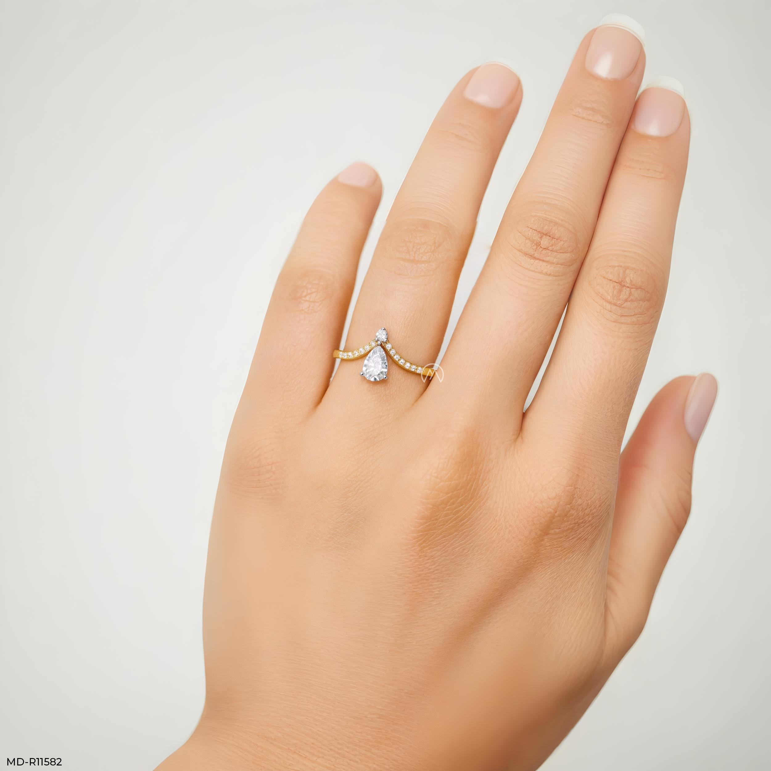 Tundra Solitaire Crown Vanki Diamond Ring 14K Rose Gold