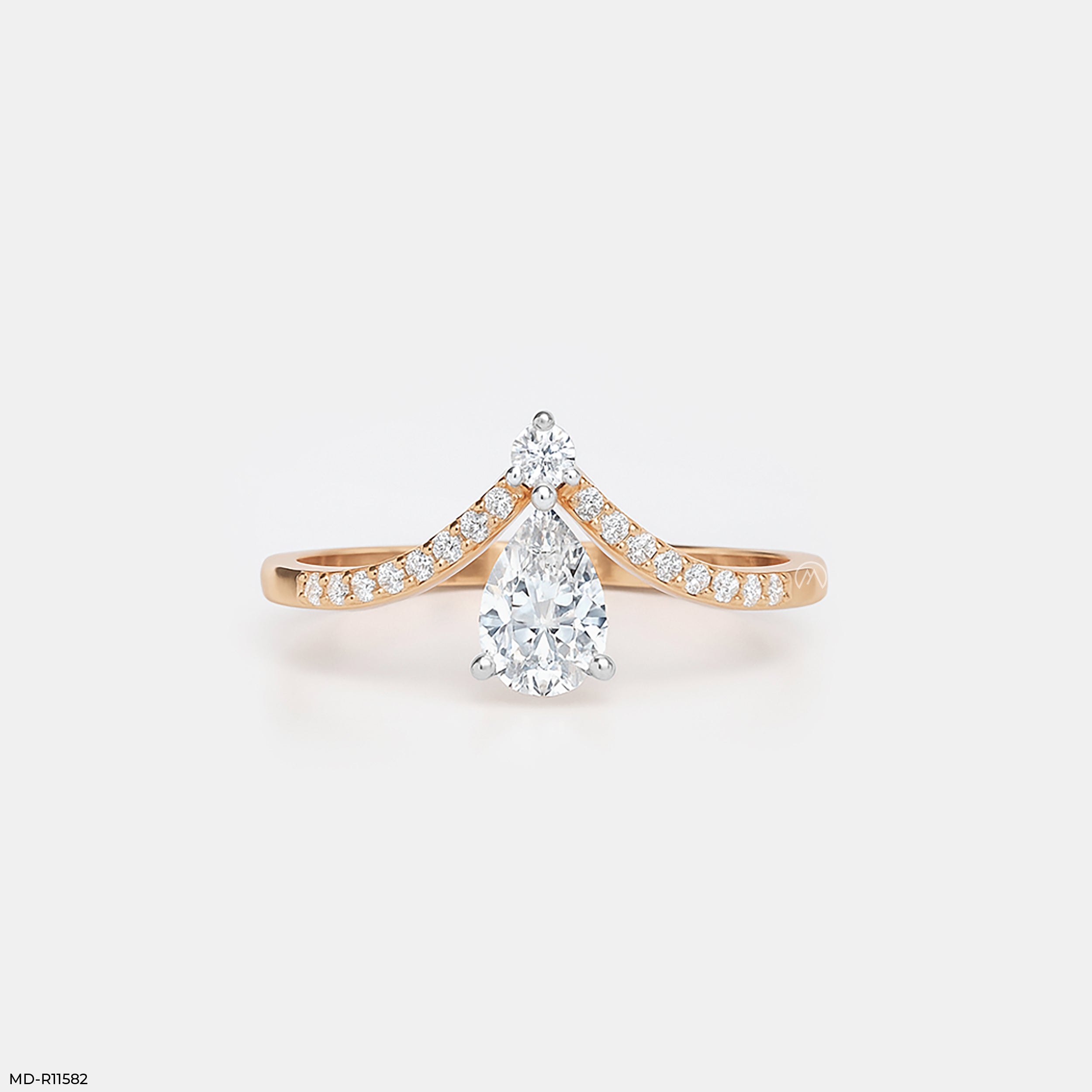 Tundra Solitaire Crown Vanki Diamond Ring 14K Rose Gold